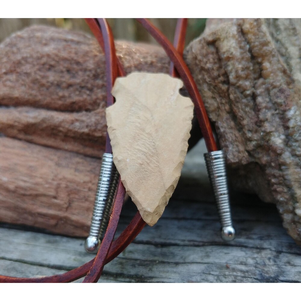 Handcrafted Stone Arrowhead Bolo Tie, Western Wear